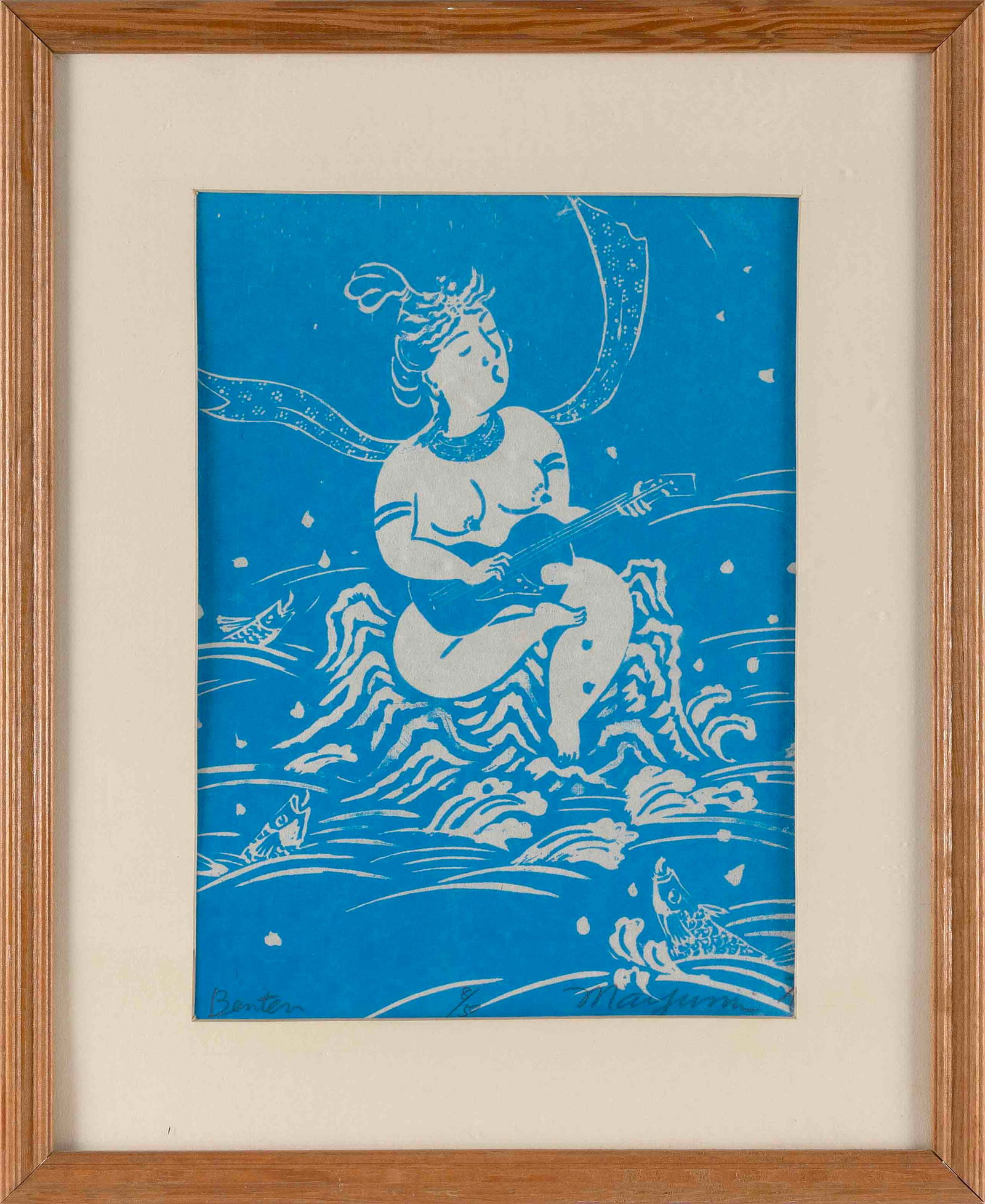 MAYUMI ODA (Japan, 1941-), Benten., Woodblock print, 14.5" x 10.5" sight. Framed 21.5" x 17.5". (1 of 1)