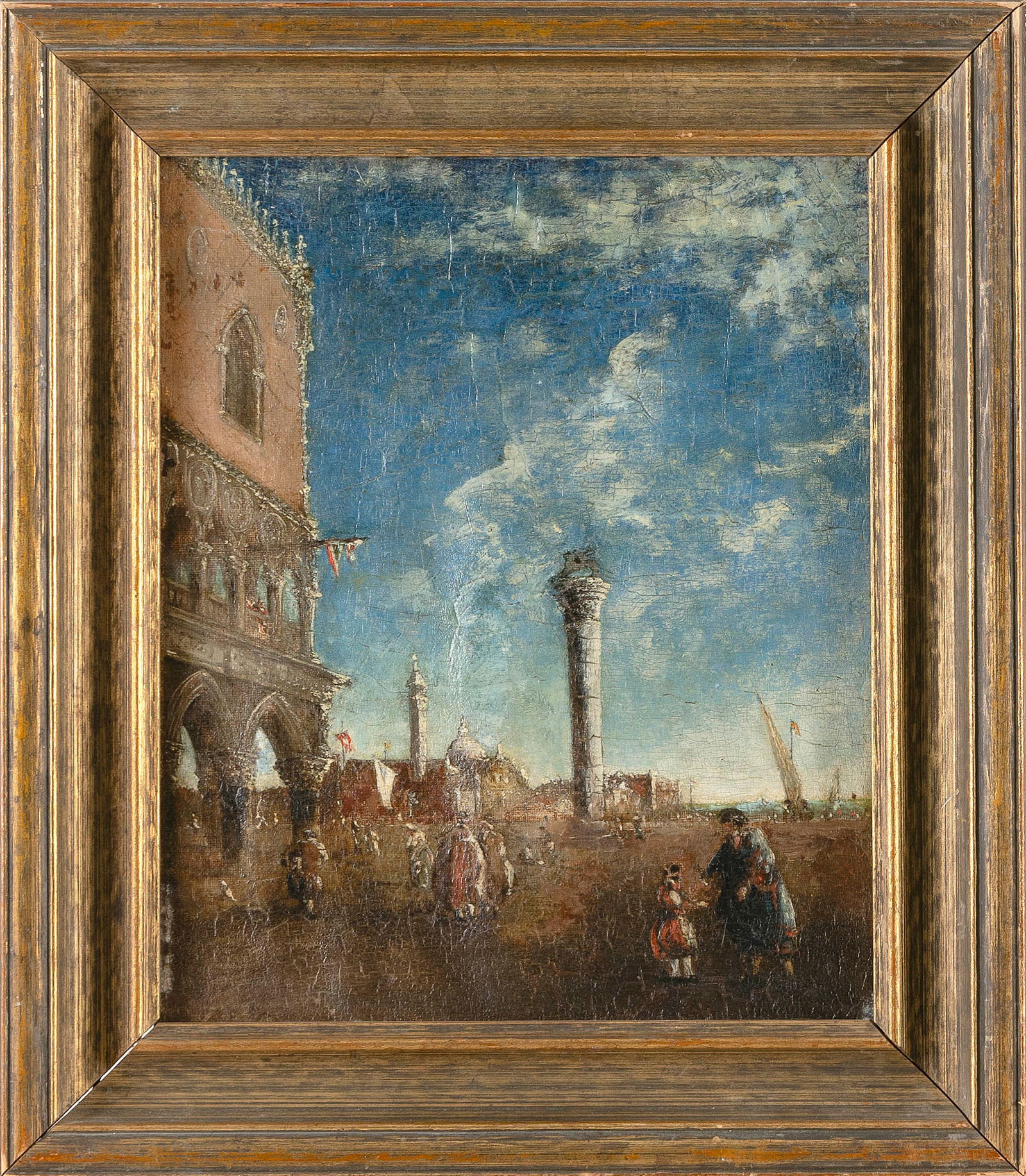ITALIAN SCHOOL (19th Century,), Piazza San Marco, Venice., Oil on panel, 11.75" x 8.75". Framed (1 of 2)