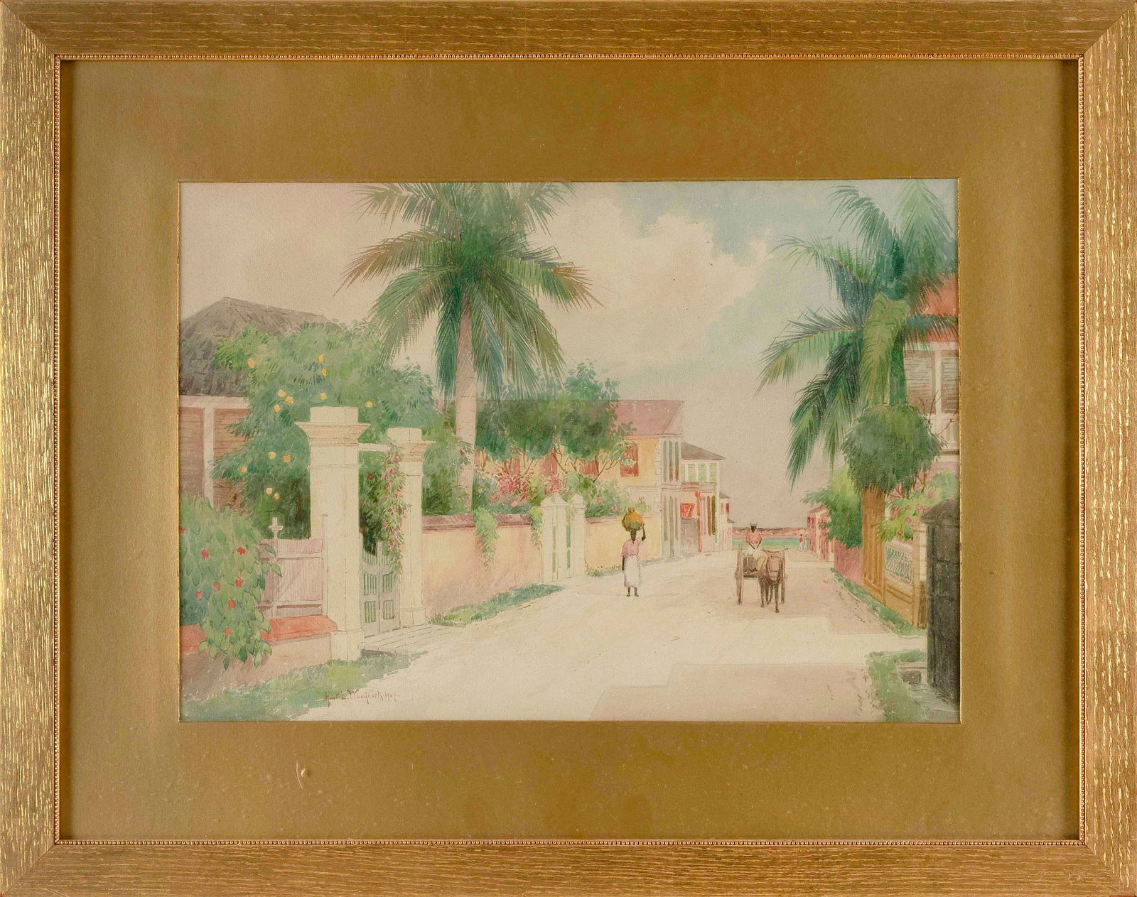 HARTWELL LEON WOODCOCK (Massachusetts/Maine/France, 1853-1929), Street scene, likely Nassau, (1 of 2)