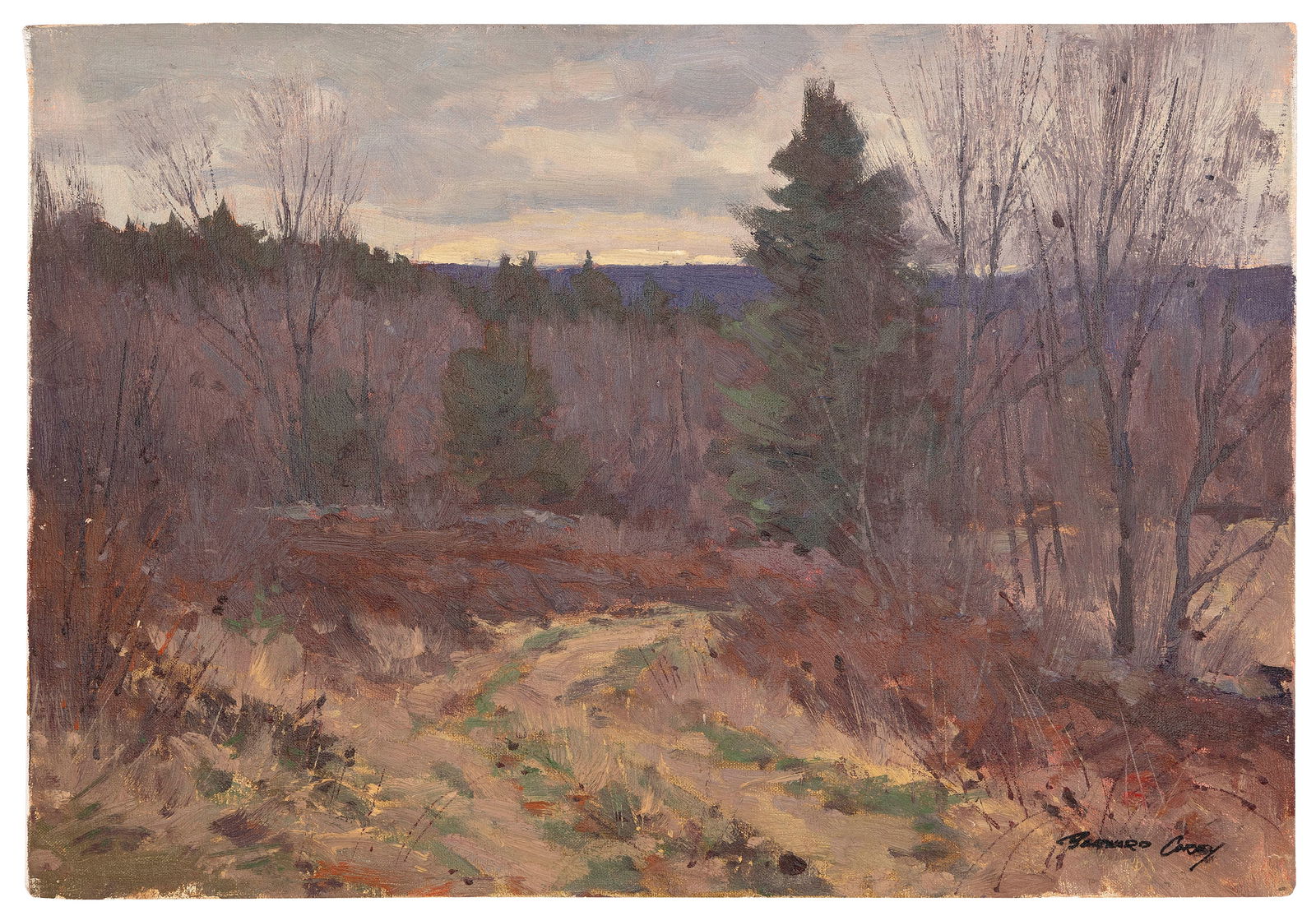 BERNARD COREY (Massachusetts, 1914-2000), Fall landscape., Oil on canvas laid down on board, 10" x (1 of 1)