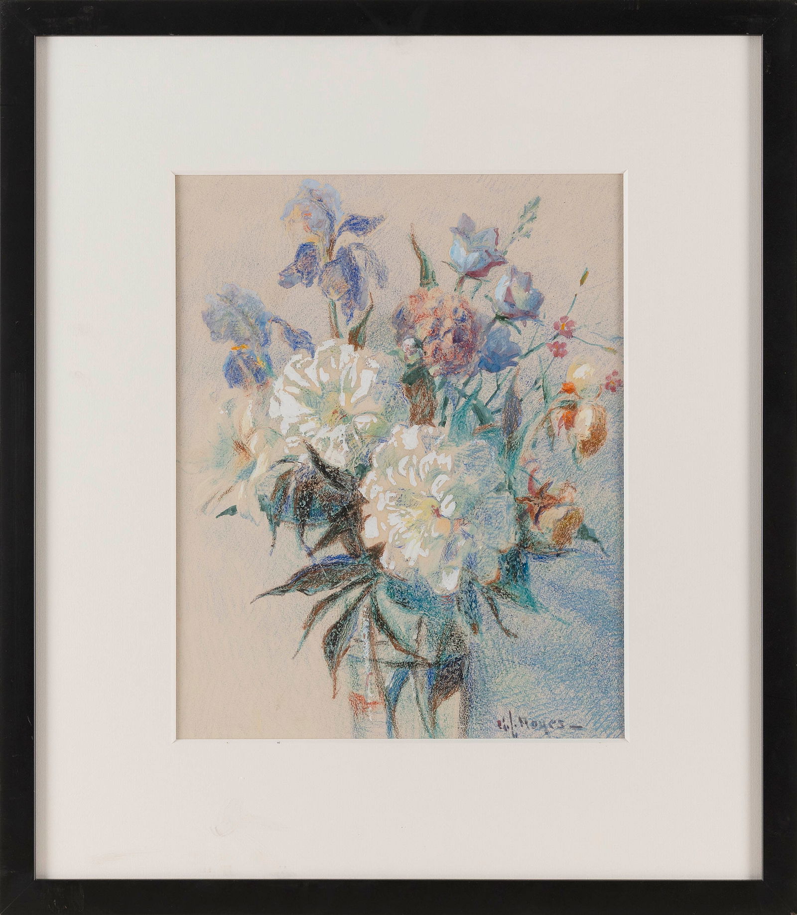 GEORGE LOFTUS NOYES (Massachusetts/New Hampshire, 1864-1954), Floral still life., Mixed media on (1 of 2)