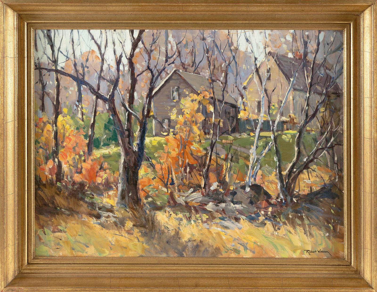 ROBERT SHAW WESSON (Vermont/Massachusetts, 1902-1967), Fall landscape with house and barn., Oil on (1 of 2)