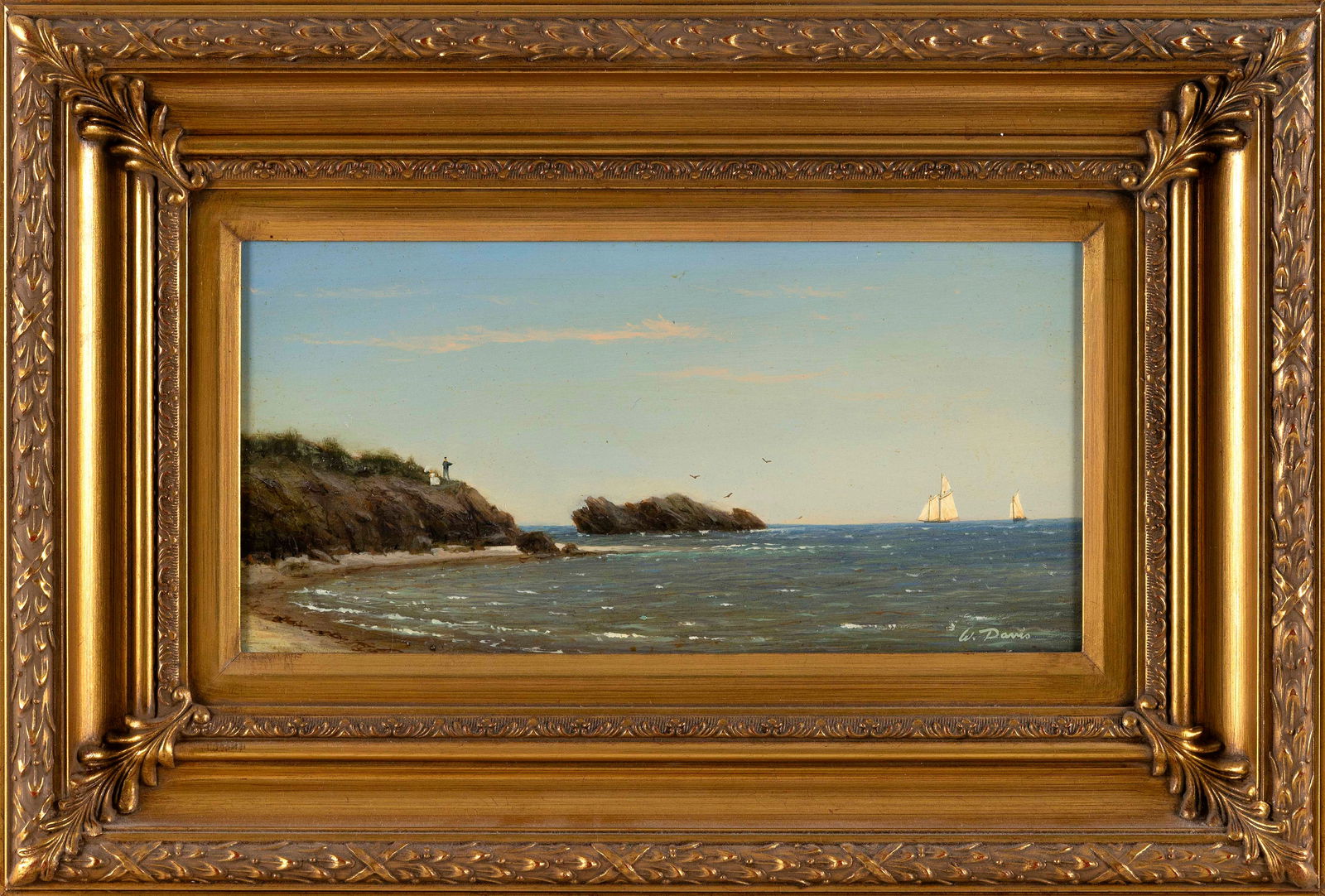 WILLIAM ROBERT DAVIS (Massachusetts, 1952-), "View from the Cliff", Newport, Rhode Island., Oil on (1 of 2)