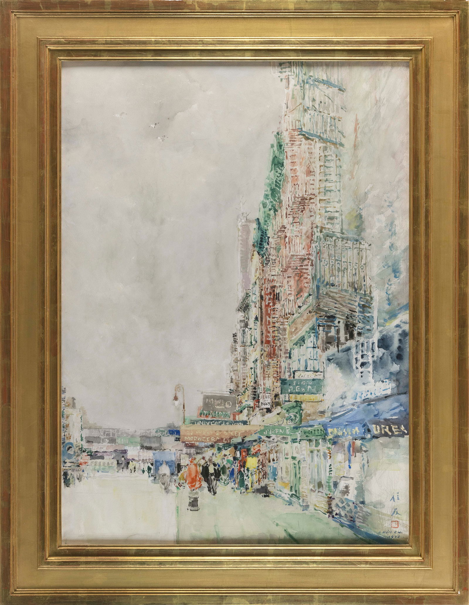 CHEN CHI (New York/China, 1912-2005), New York street scene., Watercolor on paper, 30" x 21" sight. (1 of 2)