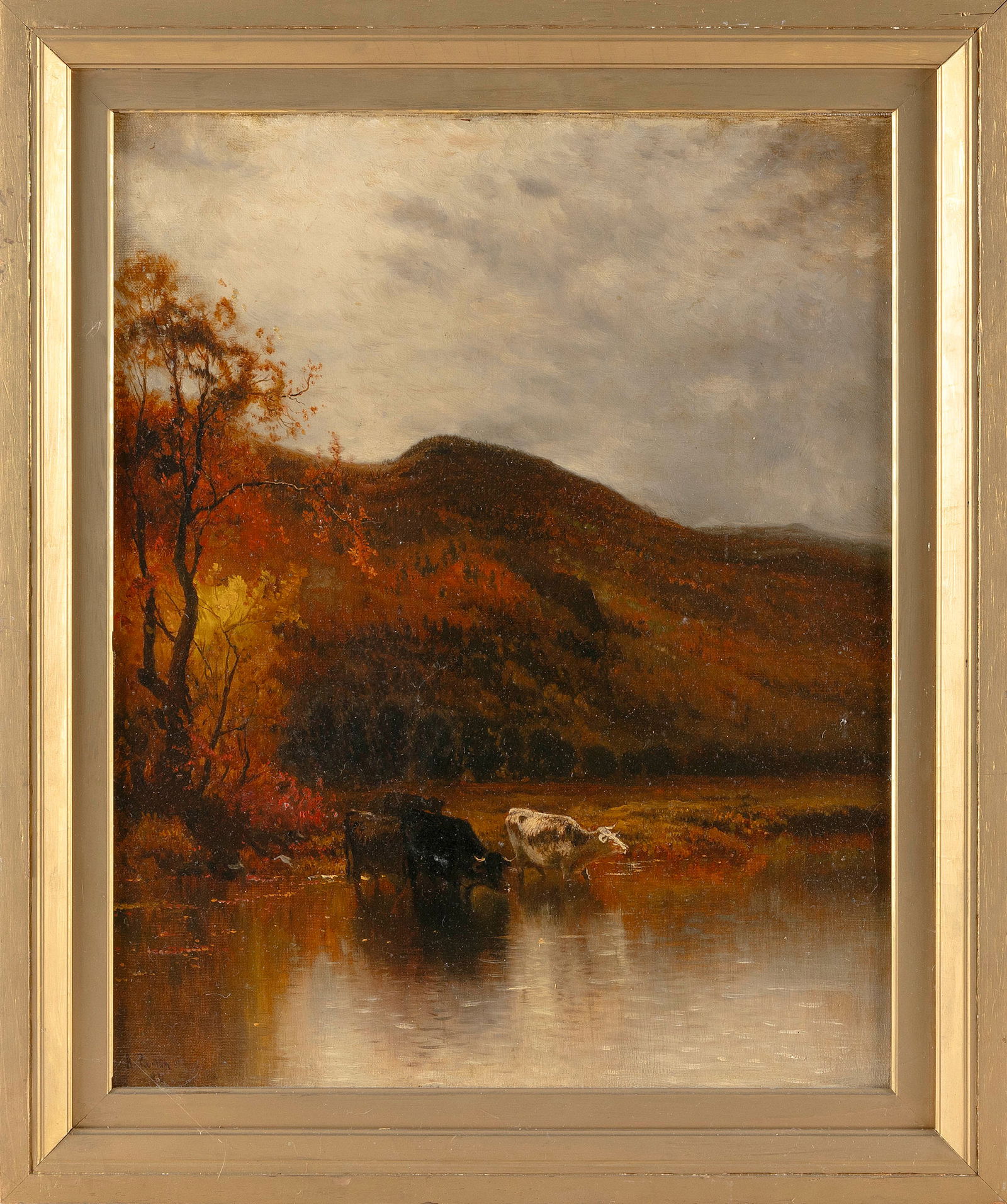 ARTHUR PARTON (New York/Pennsylvania/United Kingdom, 1842-1914), Cows in a stream., Oil on canvas,: ARTHUR PARTONNew York/Pennsylvania/United Kingdom, 1842-1914Cows in a stream. Signed and dated lower left "A. Parton 80".Oil on canvas, 20" x 16". Framed 24" x 20".