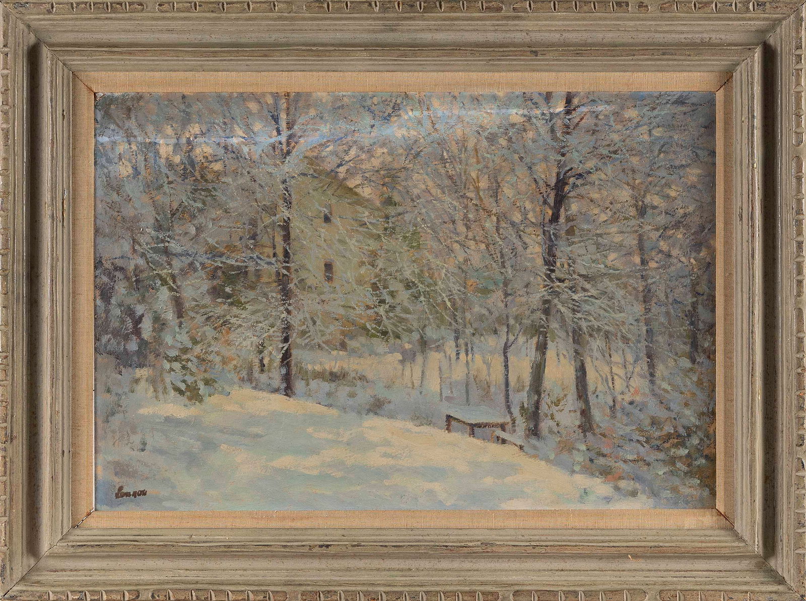 BERNARD LENNON (New York/Connecticut, 1914-1992), "After the Snowstorm"., Oil on masonite, 16" x: BERNARD LENNONNew York/Connecticut, 1914-1992"After the Snowstorm". Signed lower left "Lennon". Titled verso.Oil on masonite, 16" x 24". Framed 23" x 30".