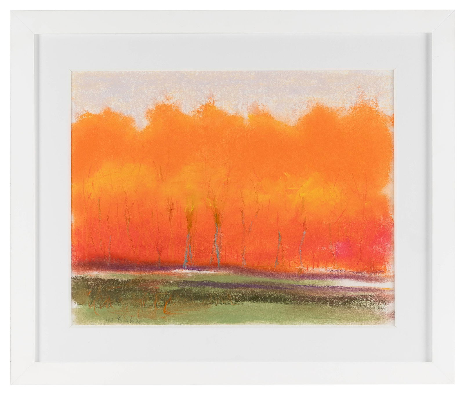WOLF KAHN New York/Vermont/Germany, 1927-2020. Brilliant orange. Pastel on paper, 14" x 17".: WOLF KAHNNew York/Vermont/Germany, 1927-2020Brilliant orange. Signed lower left "W. Kahn".Pastel on paper, 14" x 17". Framed 19.5" x 23".Provenance:The artist.The Collection of Kevin Rita.