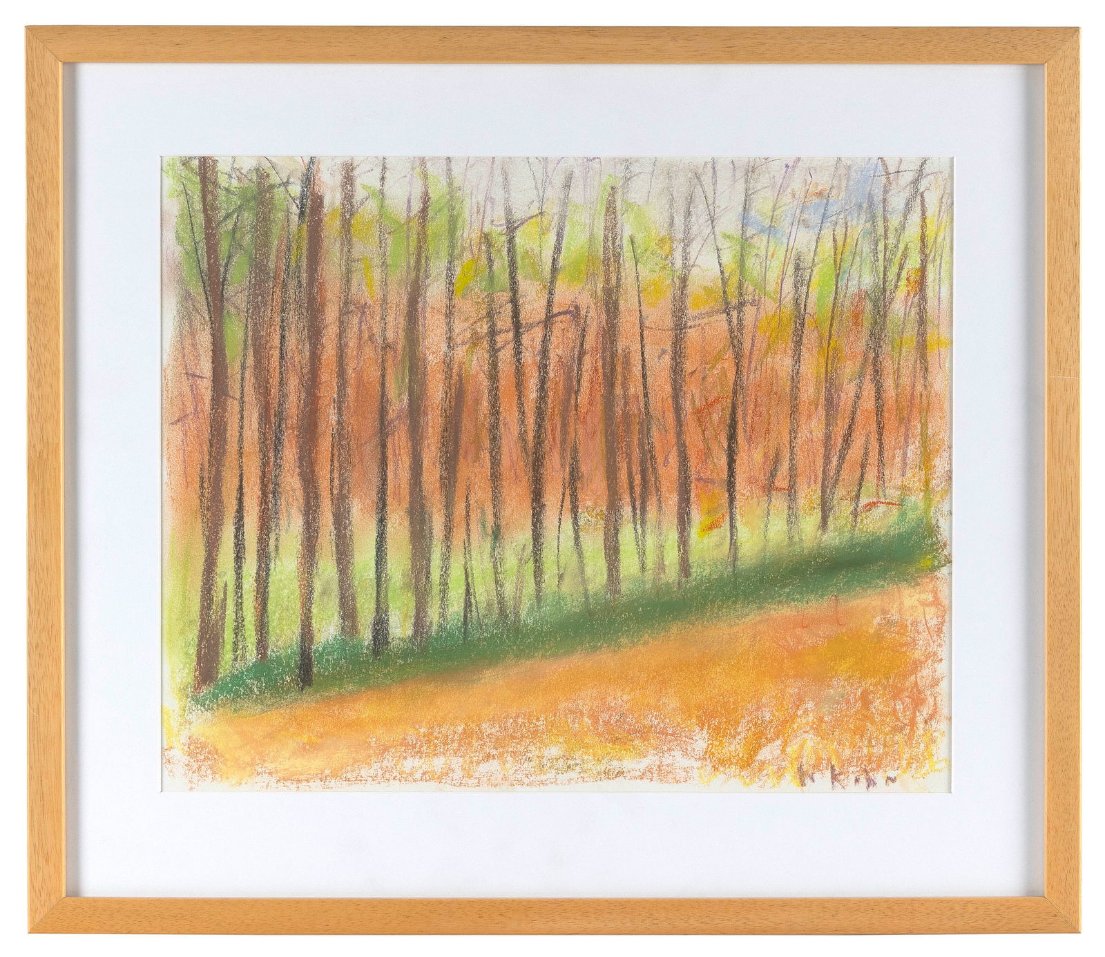 WOLF KAHN New York/Vermont/Germany, 1927-2020. Diagonal trees. Pastel on paper, 11" x 14".: WOLF KAHNNew York/Vermont/Germany, 1927-2020Diagonal trees. Signed lower right "W. Kahn".Pastel on paper, 11" x 14". Framed 18.75" x 21.75".Provenance:The artist.The Collection of Kevin Rita.