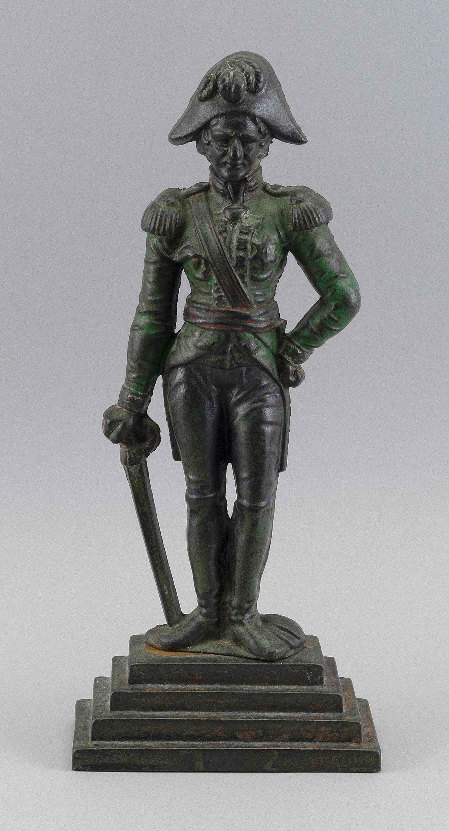 CAST IRON DUKE OF WELLINGTON DOORSTOP England, Circa 1900 Height 16". Width 8.5". (1 of 2)