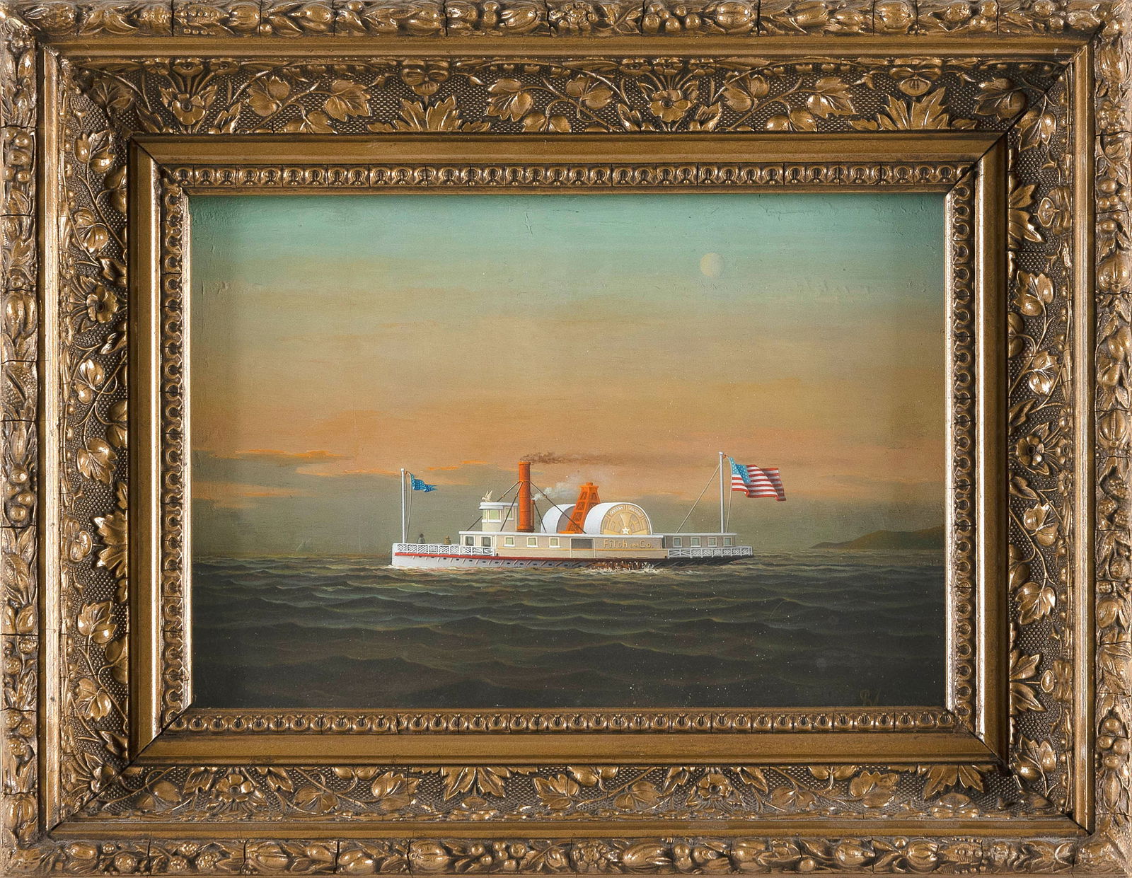 GEORGE NEMETHY (America/Hungary, 1952-), "Hudson River Steamer 'Ann'"., Oil on board, 7" x 9". (1 of 2)