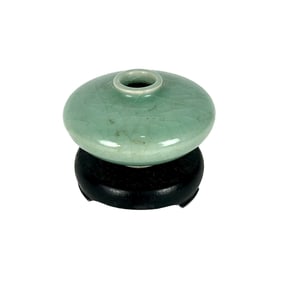CHINESE CELADON CRACKLEWARE PORCELAIN COUPE 20th Century Height 2". Diameter across