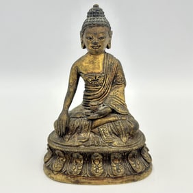 NEPALESE GILT-BRONZE SHAKYAMUNI BUDDHA 18th/19th Century Height 4".