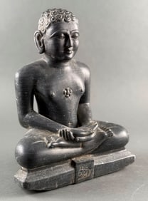 JAIN CARVED STONE TIRTHANKARA 19th Century or Earlier Height 14". Width 11". Depth 6".