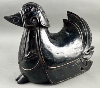 BURMESE BLACK LACQUERED WOOD HINTHA Early 20th Century Height 11". Length 12".