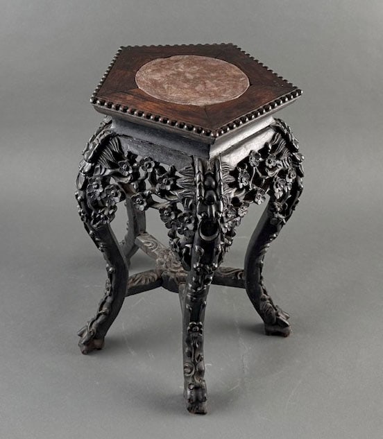 CHINESE TABORET 19th Century Height 20". Width across top 11.5". (1 of 4)