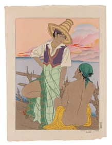PAUL JACOULET (France/Japan, 1902-1960), Coucher de Soleil a Menado. Celebes. (#48)., Woodblock