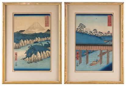 UTAGAWA HIROSHIGE (Japan, 1797-1858), Two works from Thirty-Six Views of Mount Fuji:, Woodblock