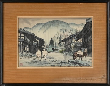 GORO TSURUTA (Japan, 1890-1969), Ohira Pass in Shinshu., Woodblock print, oban yoko-e, 9.25" x 14"
