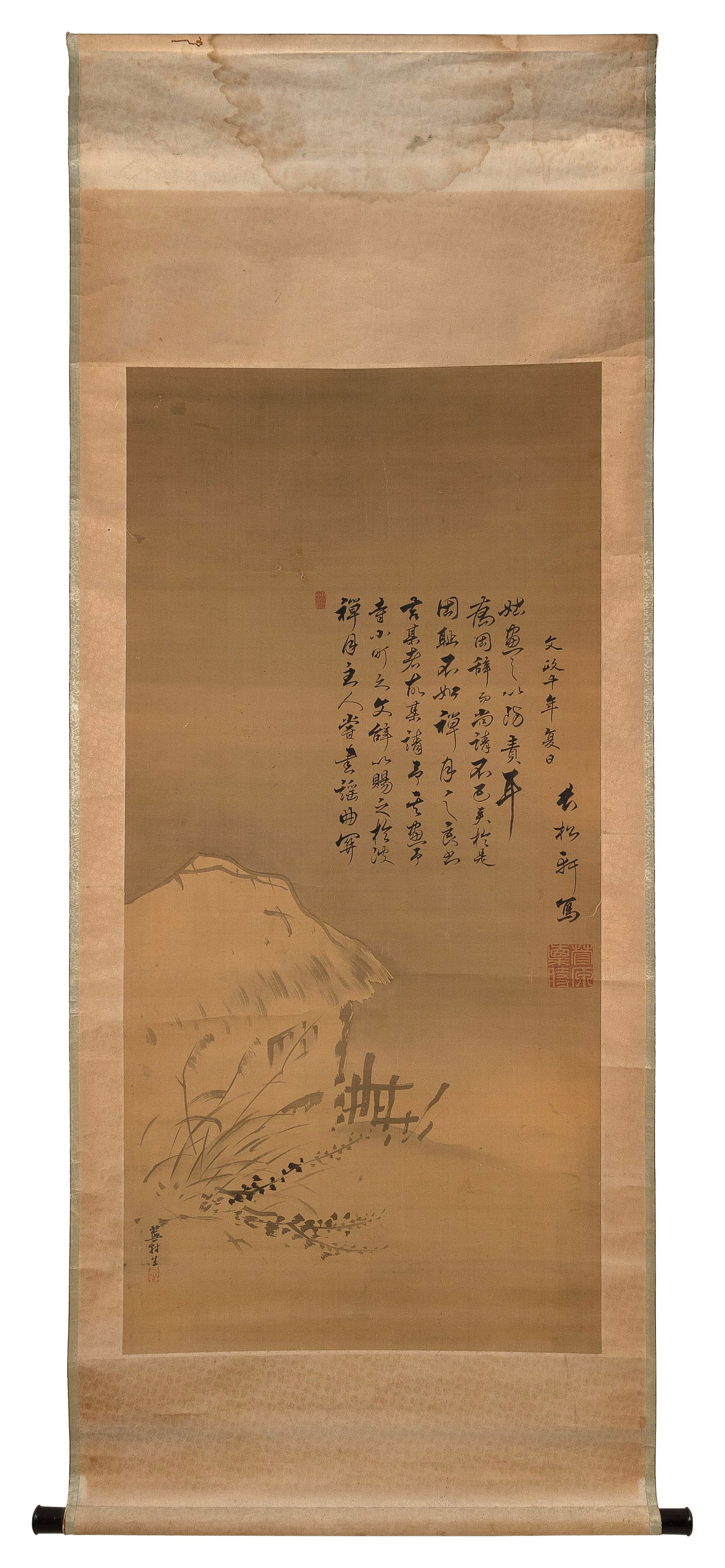 JAPANESE SCROLL PAINTING ON SILK AFTER YOSA BUSON Edo Period 50" x 24". (1 of 1)