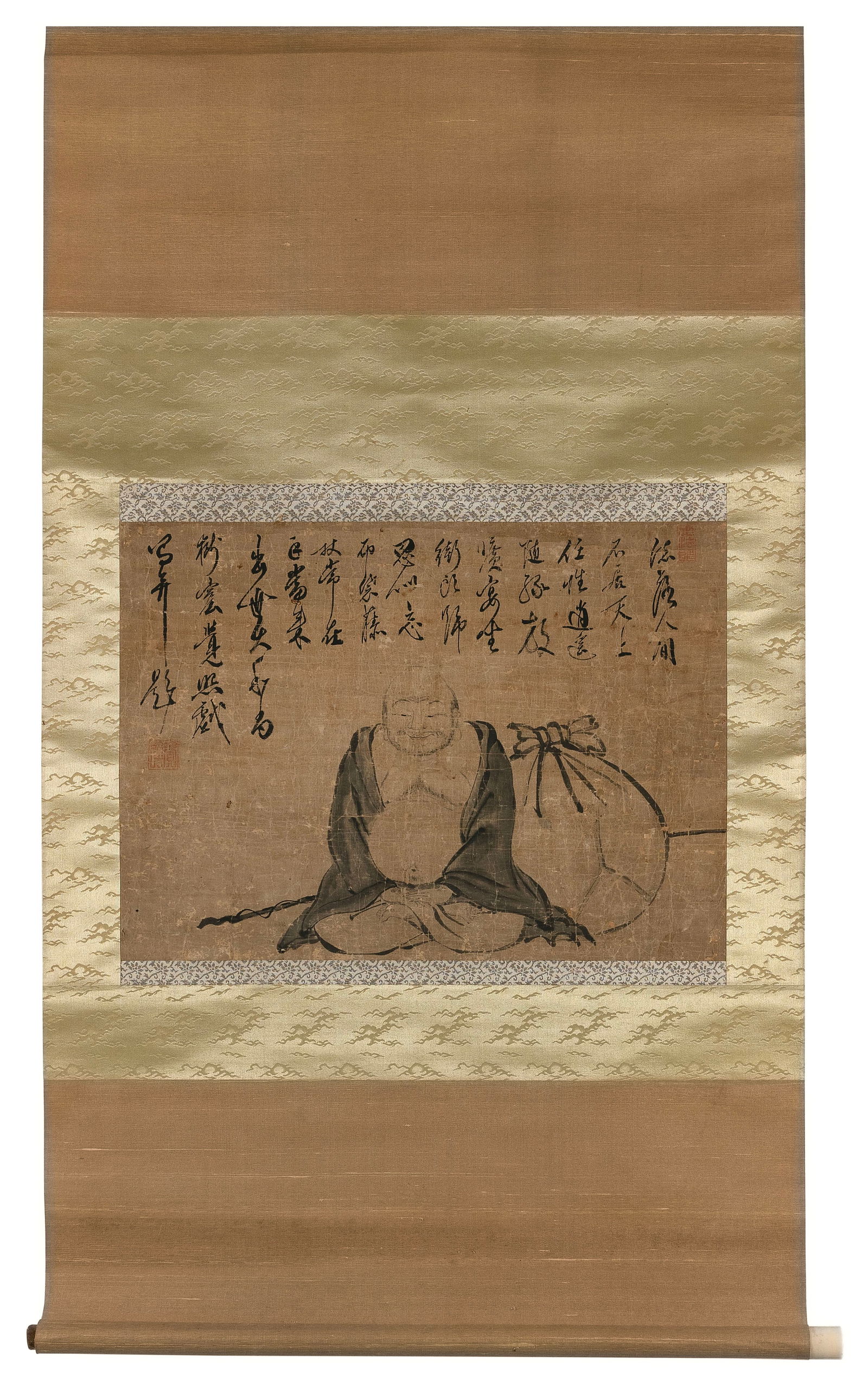 JAPANESE SCROLL PAINTING ON PAPER Edo Period 14.5" x 20". (1 of 4)