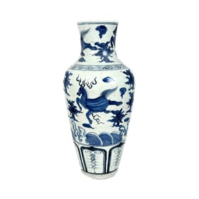 CHINESE BLUE AND WHITE PORCELAIN VASE Height 14.5".