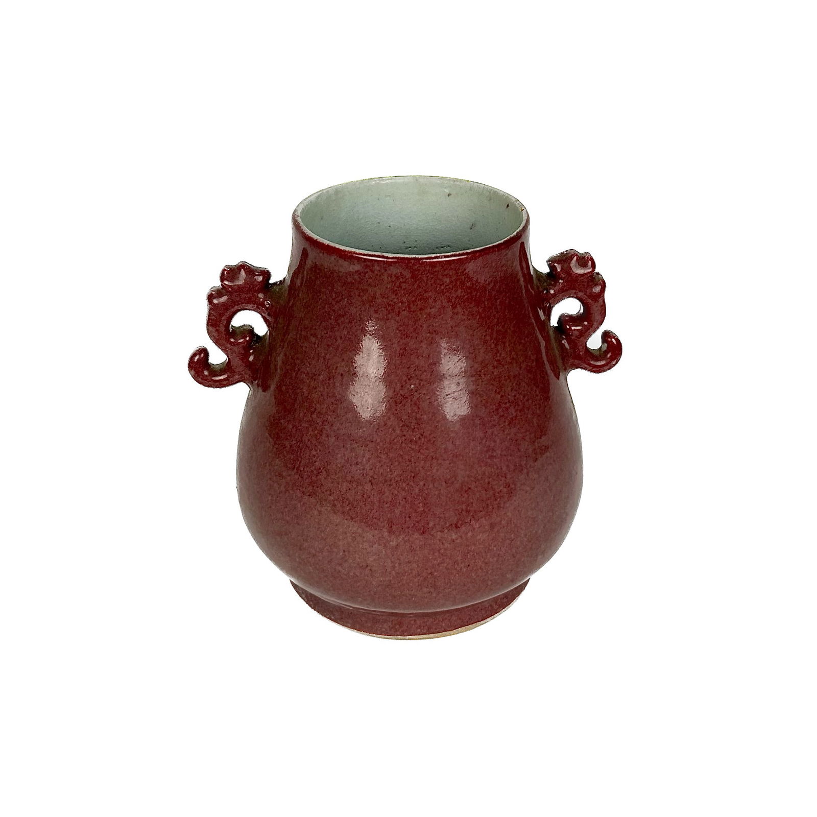 CHINESE PEACHBLOOM PORCELAIN DEER HEAD VASE Late 19th Century Height 9". Width across handles 10". (1 of 5)