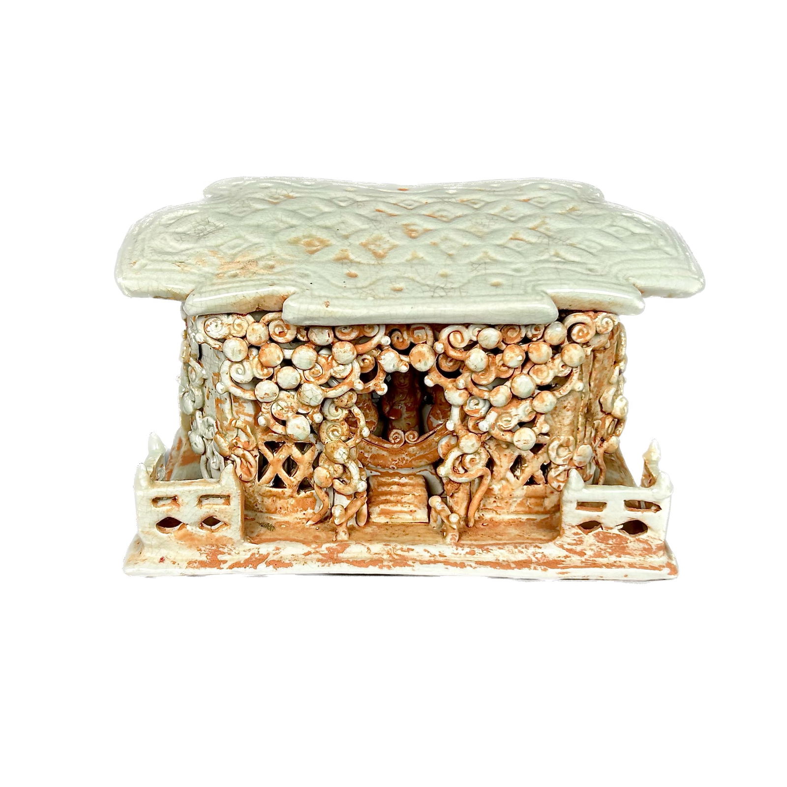 CHINESE QINGBAI-STYLE PORCELAIN BUDDHIST SHRINE 20th Century Height 7". Width 11". Depth 7". (1 of 8)