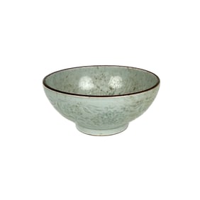 CHINESE LIGHT CELADON PORCELAIN BOWL Late 19th Century Height 3". Diameter 6.25".