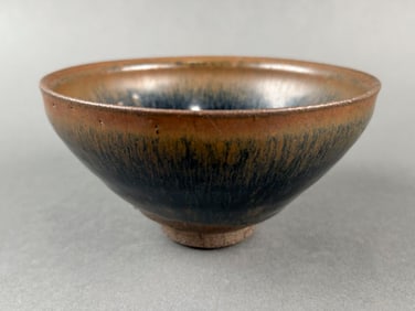 CHINESE HARE'S FUR GLAZE PORCELAIN BOWL 19th Century Height 2.75". Diameter 5".