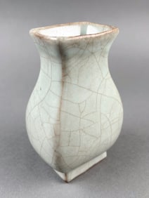 CHINESE CELADON CRACKLEWARE PORCELAIN HU-FORM VASE Late 19th/Early 20th Century Height 5.25".