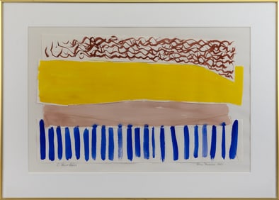 CYNTHIA HURD ABELL (Ohio/Massachusetts, d. 2005), "Blue Pickets"., Watercolor and collage, 16" x 24"