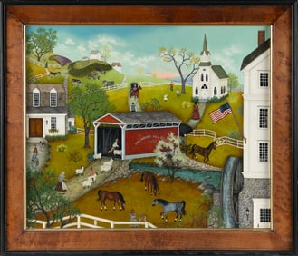 LINDA NELSON STOCKS (America, 1938-2011), "Wallingford Mill Bridge"., Oil on canvas, 20" x 24".