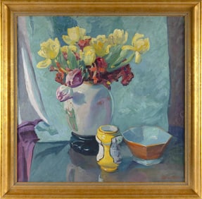 JANE PETERSON (Massachusetts/New York/Kansas/Illinois/France/Italy, 1876-1965), "Tulips"., Oil on