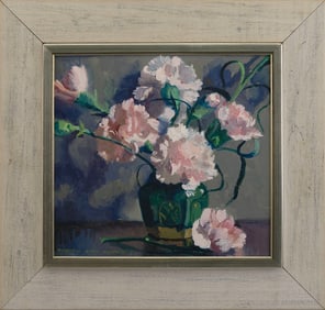 VIRGINIA CARR MUMFORD (New York, 1917-2000), "Pink Carnations"., Oil on masonite, 13" x 14". Framed