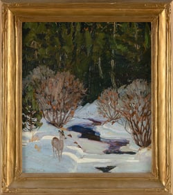 ILA MAE MCAFEE (New Mexico/New York/Colorado, 1897-1995), "Winter Fantasy"., Oil on board, 14" x