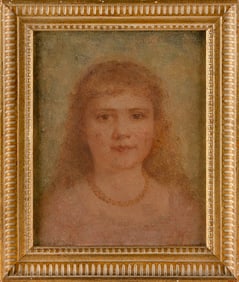ANNIE ISABEL CRAWFORD (New York, 1856-1942), Portrait of a young girl., Oil on panel, 12" x 9.5".
