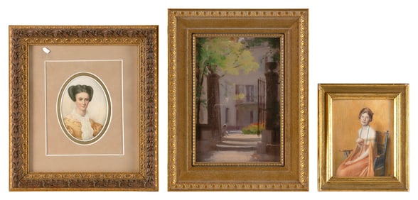 LYDIA EASTWICK LONGACRE (New York, 1870-1951), "Paris in Spring", together with two miniature