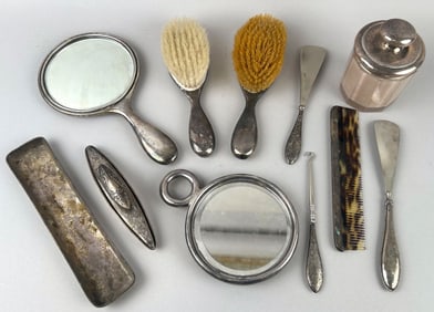 ELEVEN INTERNATIONAL SILVER CO. STERLING SILVER VANITY ITEMS Early to Mid-20th Century