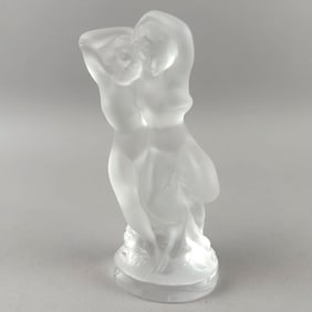 LALIQUE FROSTED CRYSTAL "LE FAUN" FIGURE France, Mid- to Late 20th Century Height 5.5".