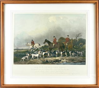 AFTER JOHN GOODE (United Kingdom, 19th Century), "The Old Berkshire Hunt"., 21" x 25" sight. Framed