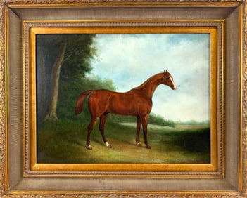 ENGLISH SCHOOL (Contemporary,), Portrait of a horse., Oil on canvas, 18" x 24". Framed 26" x 32".