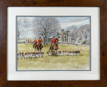 D. HASKELL CHHUY (America, 20th Century), Hunt scene., Watercolor on paper, 13.5" x 18". Framed 18"
