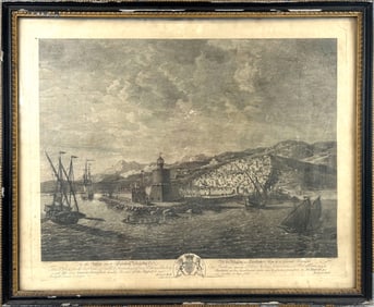 ENGLISH ENGRAVING "TO THE KING'S MOST EXCELLENT MAJESTY, THIS PLATE, THE NORTH EAST VIEW OF Y/E