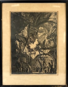 AFTER GIOVANNI BATTISTA PIRANESI (Italy, 1720-1778), Carceri Plate VI, "The Smoking Fire".,
