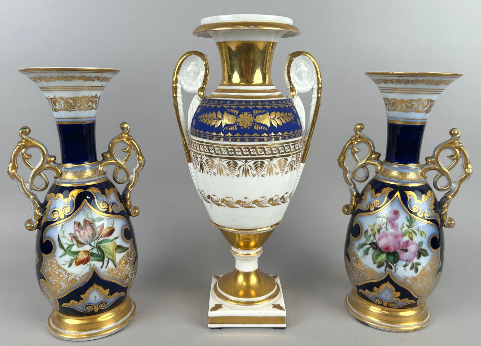 THREE PARIS PORCELAIN VASES France, Early to Mid-19th Century (1 of 8)