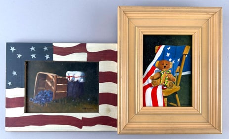 MARIELUISE HUTCHINSON (Massachusetts, 1947-), Two works:, Framed 8" x 10" and 11" x 9".