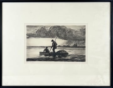 FOUR BLACK AND WHITE ETCHINGS, MOSTLY OF PROVINCETOWN INTEREST 20th Century Framed to 14" x 17".