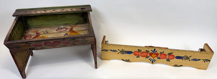 TWO PETER HUNT PAINT-DECORATED ITEMS 20th Century Lengths 26" and 39".