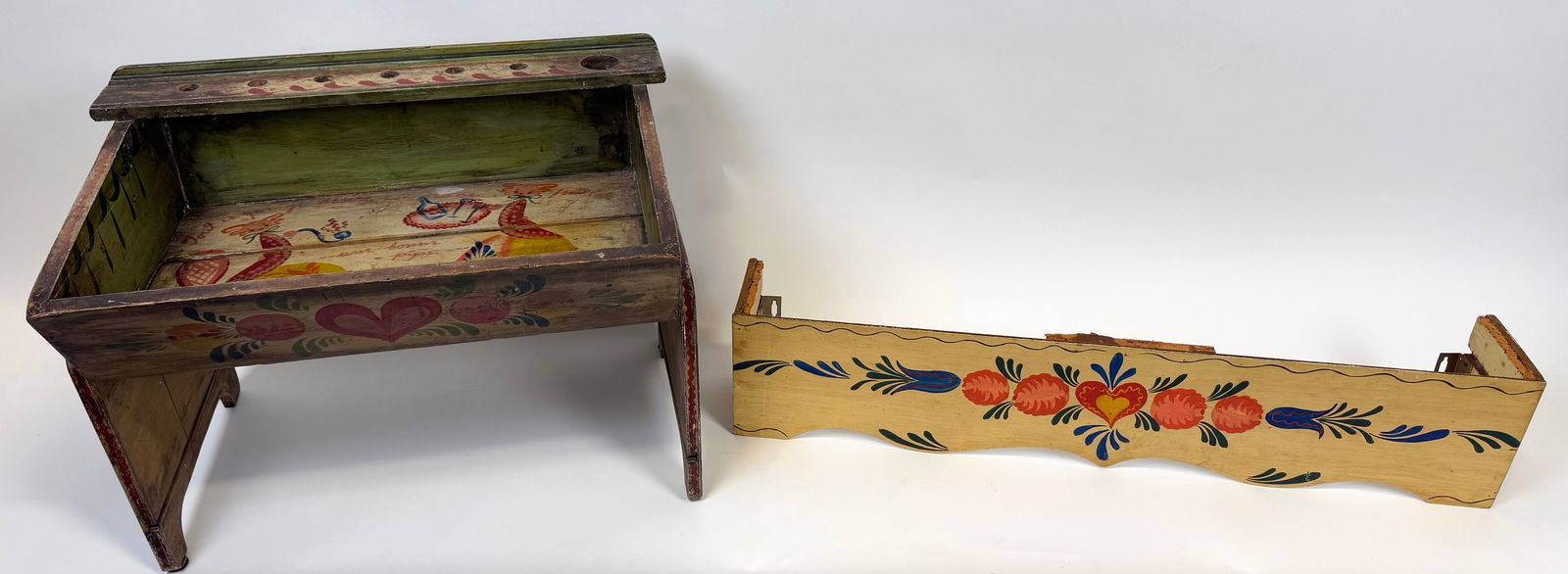 TWO PETER HUNT PAINT-DECORATED ITEMS 20th Century Lengths 26" and 39". (1 of 4)