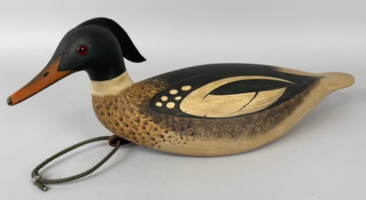MARTY COLLINS RED-BREASTED MERGANSER DRAKE DECOY East Wareham, Massachusetts, 1960- Length 16.5".